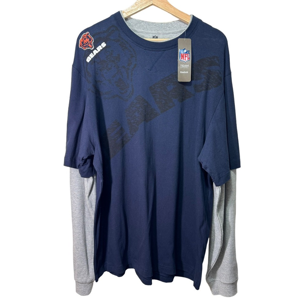 NFL Chicago Bears "Scrimmage" Splitter Long Sleeve T-Shirt XL NWT Navy Gray